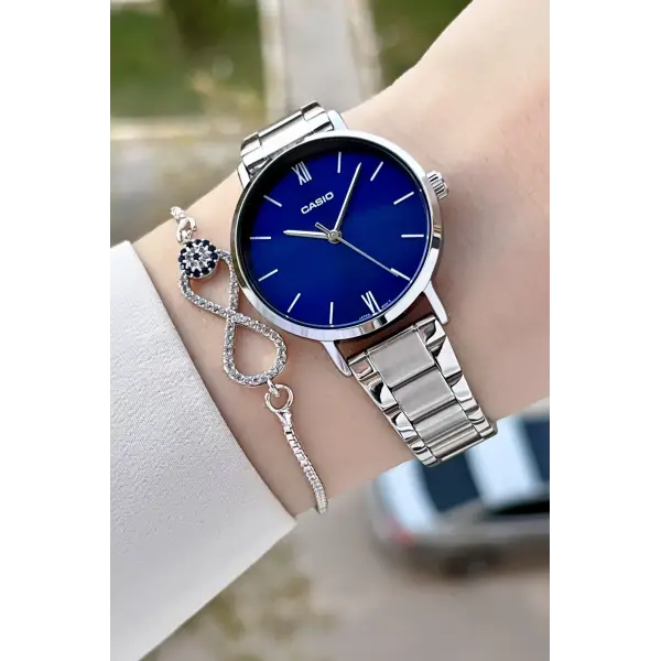 Casio CSISTE159 Kadranı Lacivert Kordonu Gümüş Renk Kadın Kol Saati