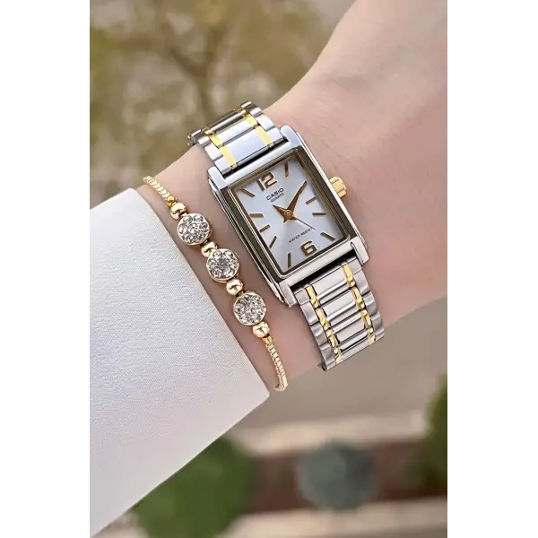 Casio CSISTE180 Gold Gümüş Renk Hediye Paketli Kadın Kol Saati