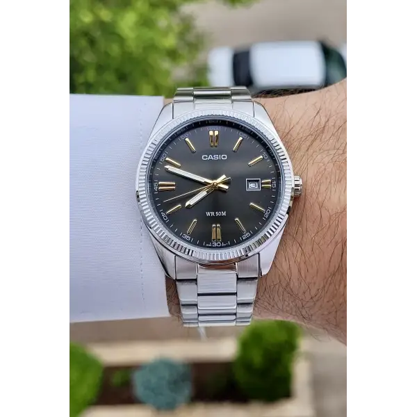 Casio CSISTE3 Kadranı Füme Kordonu Gümüş Renk Hediye Paketli Erkek Kol Saati