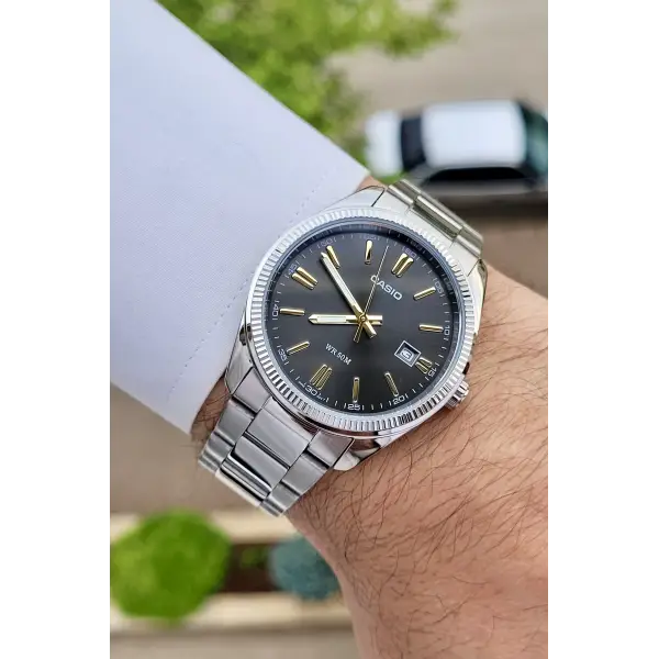 Casio CSISTE3 Kadranı Füme Kordonu Gümüş Renk Hediye Paketli Erkek Kol Saati