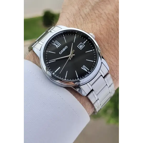 Casio CSISTE6 Kadranı Siyah Kordonu Gümüş Renk Hediye Paketli Erkek Kol Saati