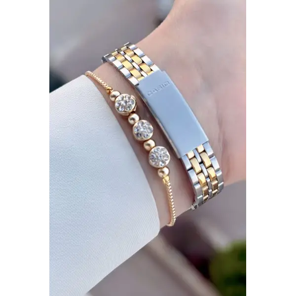 Casio Gold Gümüş Renk Garantili Rakamlı Kadın Kol Saati