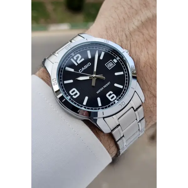 Casio CSISTE222 Kadranı Siyah Kordonu Gümüş Renk Erkek Kol Saati