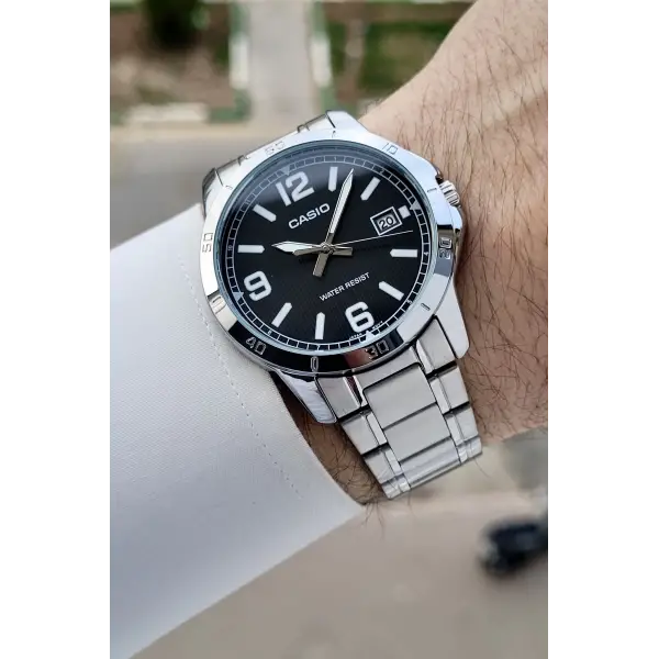 Casio CSISTE222 Kadranı Siyah Kordonu Gümüş Renk Erkek Kol Saati