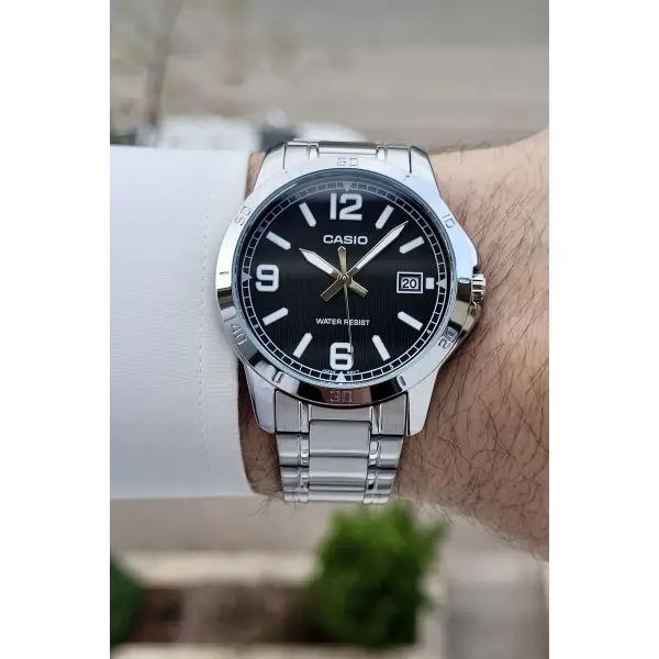 Casio CSISTE222 Kadranı Siyah Kordonu Gümüş Renk Erkek Kol Saati