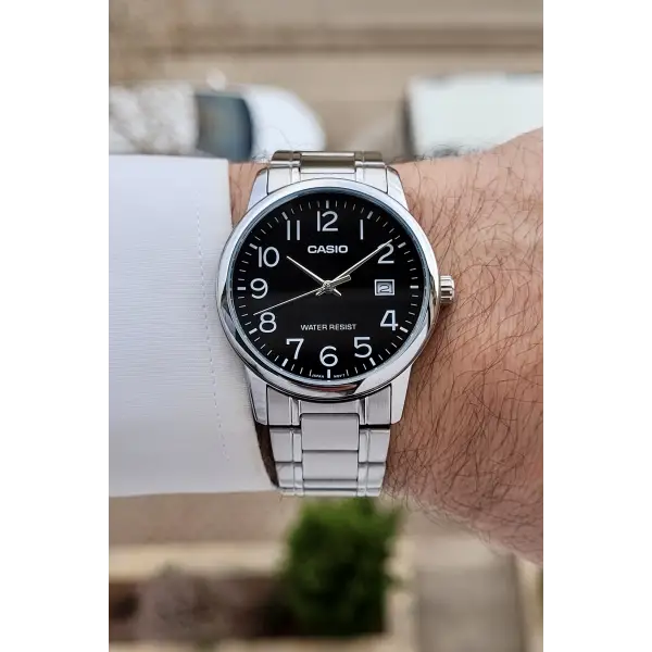 Casio CSISTE205 Kadranı Siyah Kordonu Gümüş Renk Takvimli Hediye Paketli Erkek Kol Saati