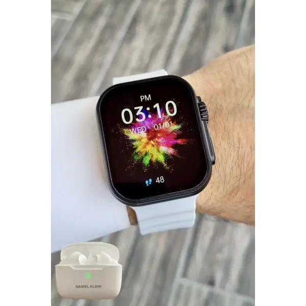 Daniel Klein DK1ISTE1164 Android/ios Uyumlu Arama Özellikli Gri Renk Kordonlu Akıllı Kol Saati ve Bluetooth Kulaklık