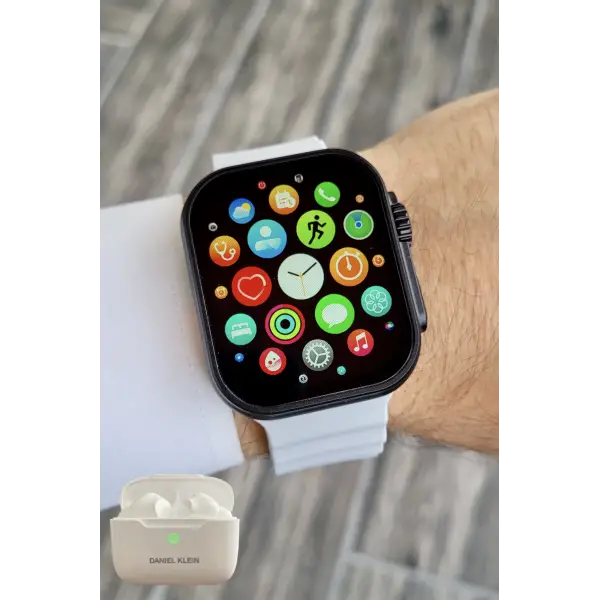 Daniel Klein DK1ISTE1164 Android/ios Uyumlu Arama Özellikli Gri Renk Kordonlu Akıllı Kol Saati ve Bluetooth Kulaklık