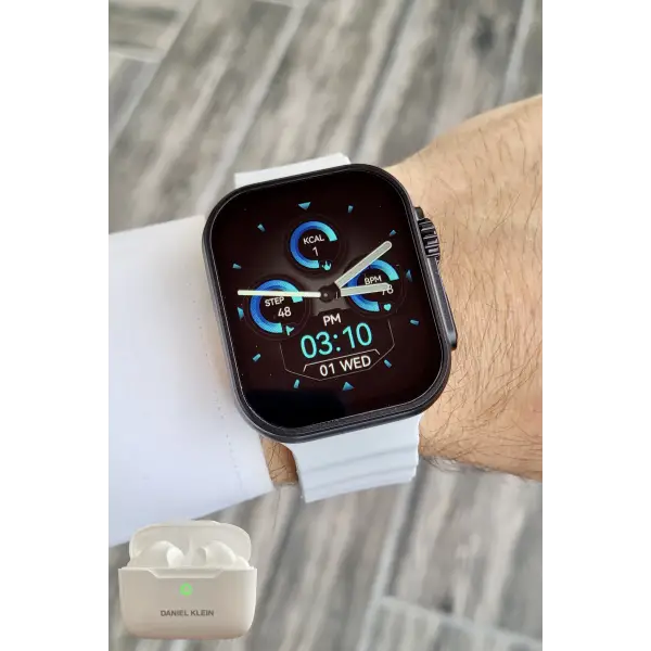 Daniel Klein DK1ISTE1164 Android/ios Uyumlu Arama Özellikli Gri Renk Kordonlu Akıllı Kol Saati ve Bluetooth Kulaklık