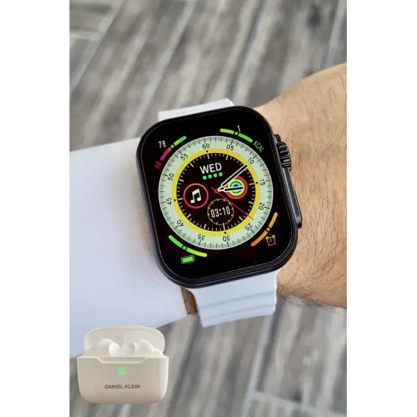 Daniel Klein DK1ISTE1164 Android/ios Uyumlu Arama Özellikli Gri Renk Kordonlu Akıllı Kol Saati ve Bluetooth Kulaklık