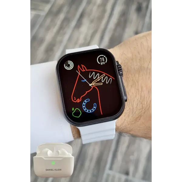 Daniel Klein DK1ISTE1164 Android/ios Uyumlu Arama Özellikli Gri Renk Kordonlu Akıllı Kol Saati ve Bluetooth Kulaklık