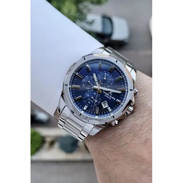 Daniel Klein DKISTE192 Kadranı Lacivert Kordonu Gümüş Renk İç Göstergeleri Aktif Fonksiyonlu Erkek Kol Saati