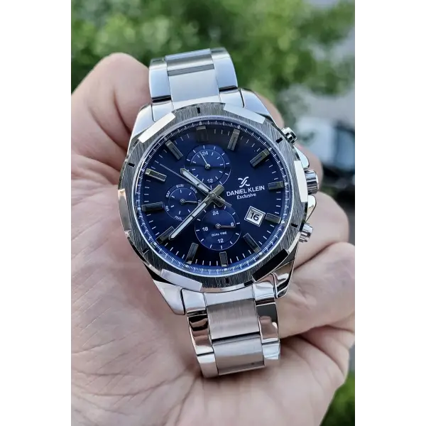 Daniel Klein DKISTE192 Kadranı Lacivert Kordonu Gümüş Renk İç Göstergeleri Aktif Fonksiyonlu Erkek Kol Saati