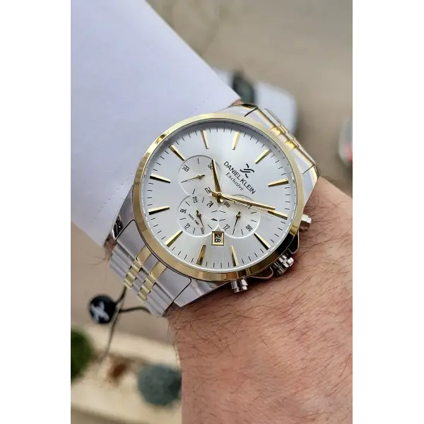 Daniel Klein DKISTE393 Gold Gümüş Renk iç Göstergeleri Aktif Fonksiyonlu 2 Yıl Garantili Erkek Kol Saati