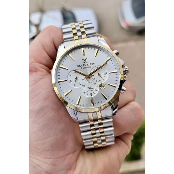 Daniel Klein DKISTE393 Gold Gümüş Renk iç Göstergeleri Aktif Fonksiyonlu 2 Yıl Garantili Erkek Kol Saati