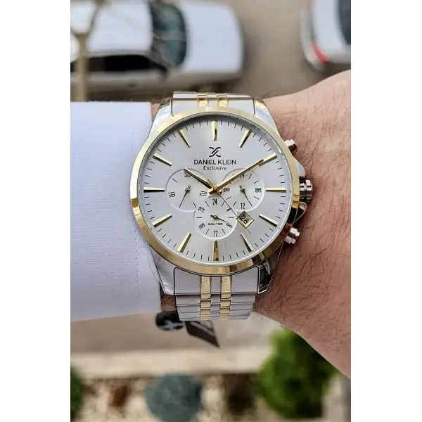 Daniel Klein DKISTE393 Gold Gümüş Renk iç Göstergeleri Aktif Fonksiyonlu 2 Yıl Garantili Erkek Kol Saati