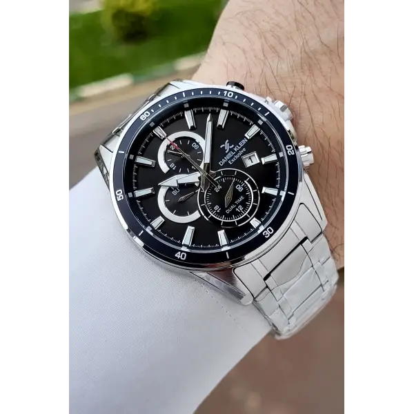 Kadranı Siyah Kordonu Gümüş Renk 44 Mm Hediye Paketli İç Göstergeleri Aktif Erkek Kol Saati