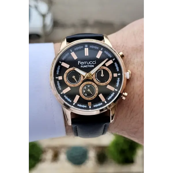 Ferrucci FCISTE82 Bakır Siyah Renk 2 Yıl Garantili Fonksiyonlu Erkek Kol Saati