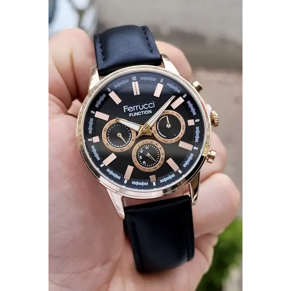 Ferrucci FCISTE82 Bakır Siyah Renk 2 Yıl Garantili Fonksiyonlu Erkek Kol Saati
