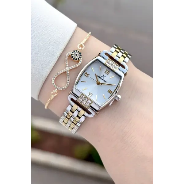 Gold Gümüş Renk 24 mm Hediye Paketli Kadın Kol Saati