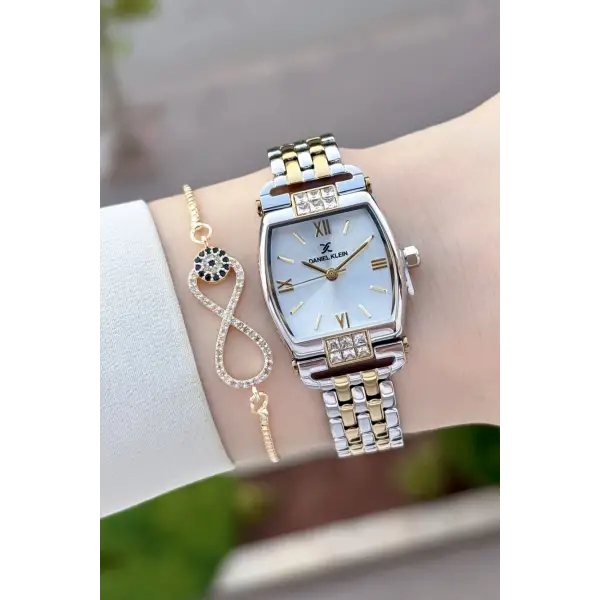 Gold Gümüş Renk 24 mm Hediye Paketli Kadın Kol Saati