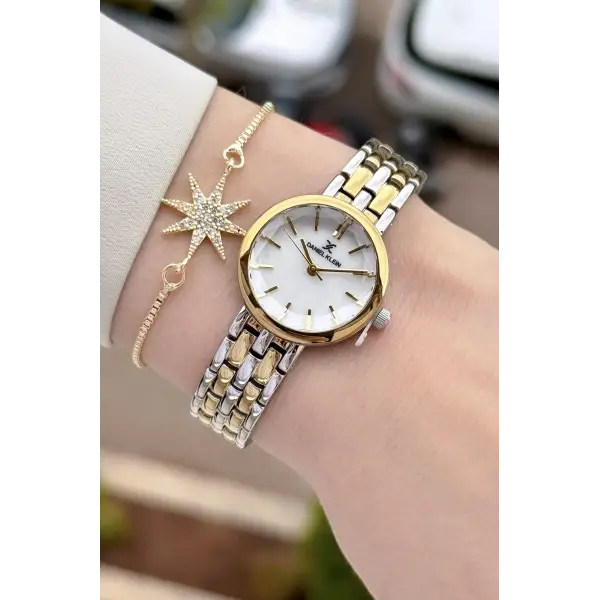 Gold Gümüş Renk 25 Mm Hediye Paketli Kadın Kol Saati