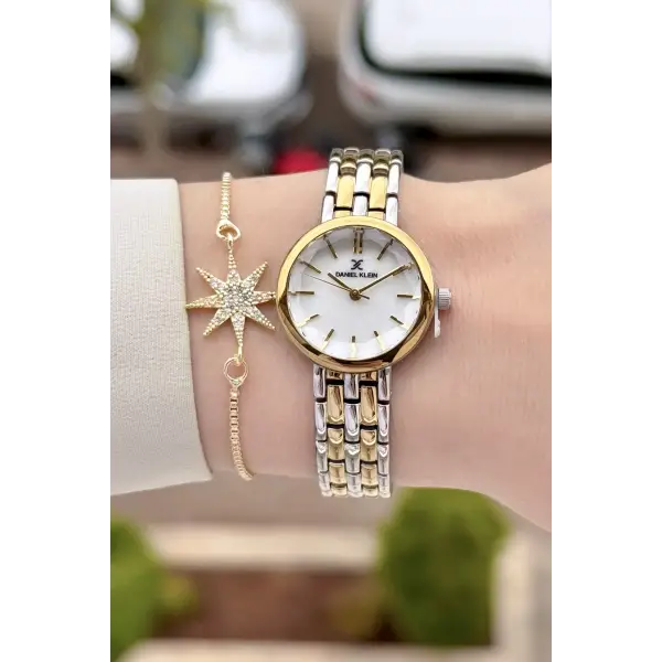 Gold Gümüş Renk 25 Mm Hediye Paketli Kadın Kol Saati