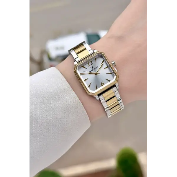 Gold Gümüş Renk 26 mm Kadın Kol Saati ve Bileklik