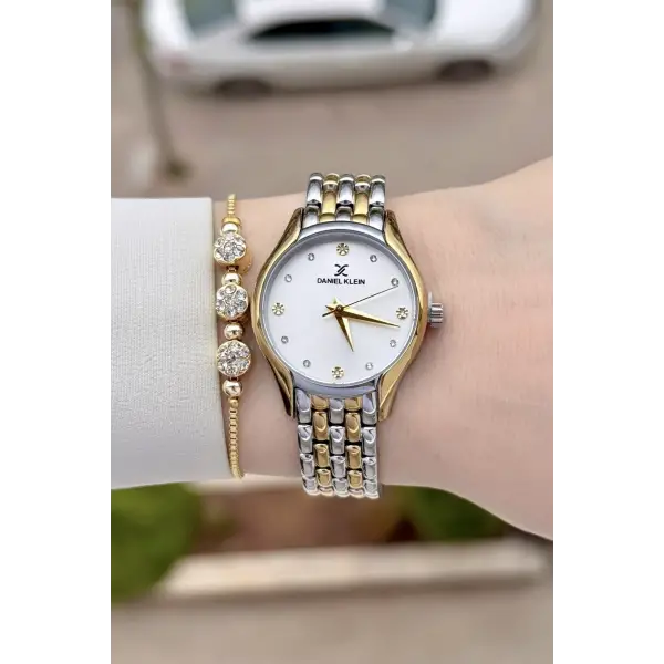 Gold Gümüş Renk 30 mm Hediye Paketli Kadın Kol Saati