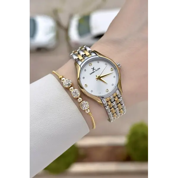 Gold Gümüş Renk 30 mm Hediye Paketli Kadın Kol Saati