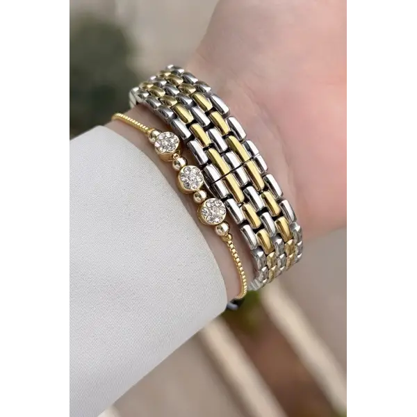 Gold Gümüş Renk 30 mm Hediye Paketli Kadın Kol Saati