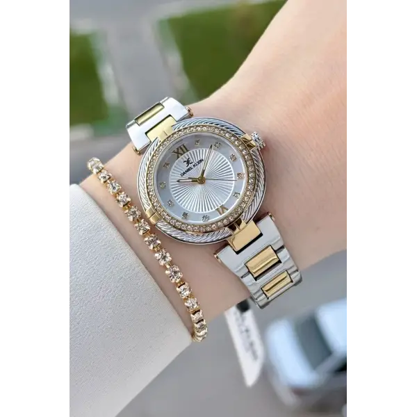 Gold Gümüş Renk Hediye Paketli 32 Mm Kadın Kol Saati