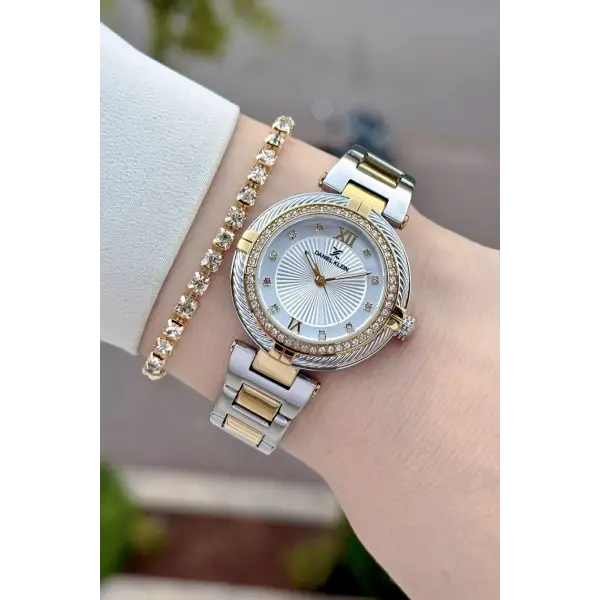 Gold Gümüş Renk Hediye Paketli 32 Mm Kadın Kol Saati