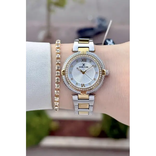 Gold Gümüş Renk Hediye Paketli 32 Mm Kadın Kol Saati