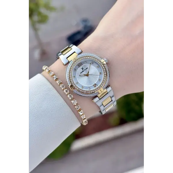 Gold Gümüş Renk Hediye Paketli 32 Mm Kadın Kol Saati