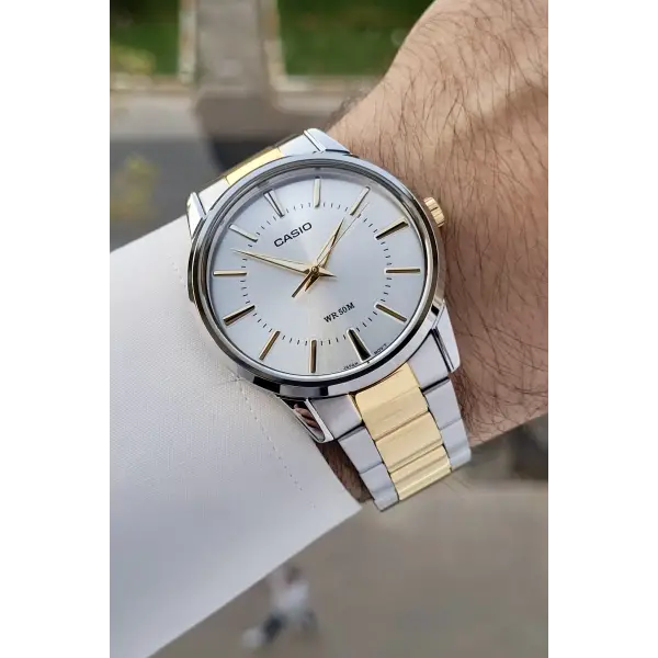 Casio CSISTE104 Gold Gümüş Renk Hediye Paketli Erkek Kol Saati