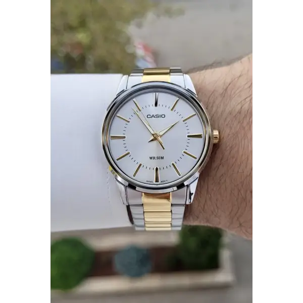 Casio CSISTE104 Gold Gümüş Renk Hediye Paketli Erkek Kol Saati