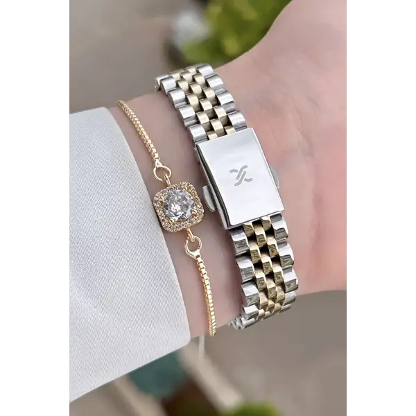 Daniel Klein DKISTE1184 Gold Gümüş Renk Hediye Paketli Kadın Kol Saati ve Bileklik