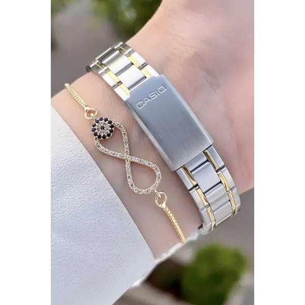 Casio CSISTE45 Gold Gümüş Renk Hediye Paketli Kadın Kol Saati