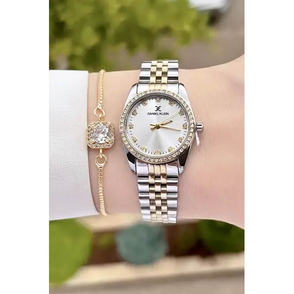 Daniel Klein DKISTE1184 Gold Gümüş Renk Hediye Paketli Kadın Kol Saati ve Bileklik