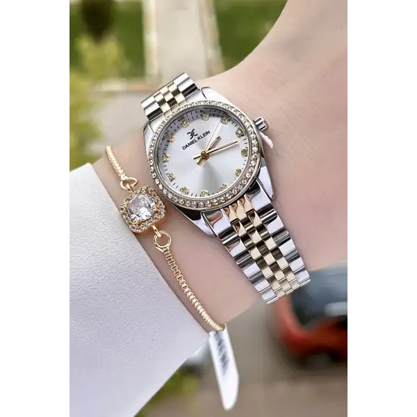 Daniel Klein DKISTE1184 Gold Gümüş Renk Hediye Paketli Kadın Kol Saati ve Bileklik