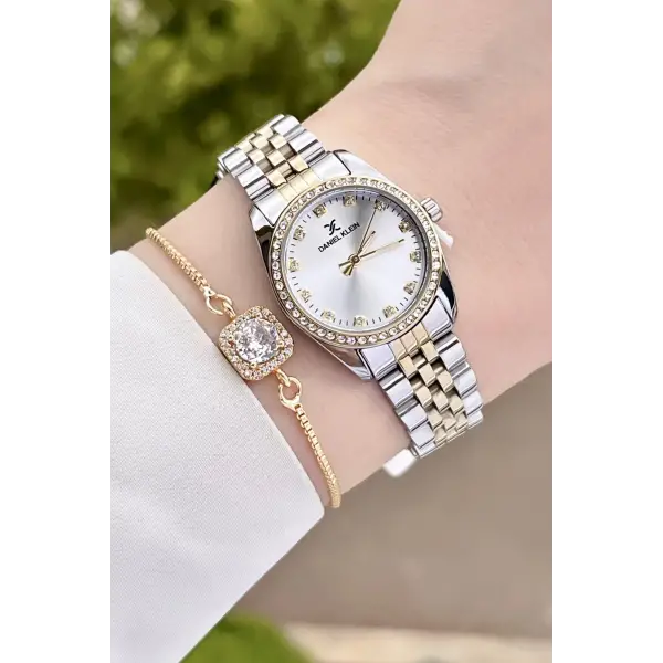 Daniel Klein DKISTE1184 Gold Gümüş Renk Hediye Paketli Kadın Kol Saati ve Bileklik