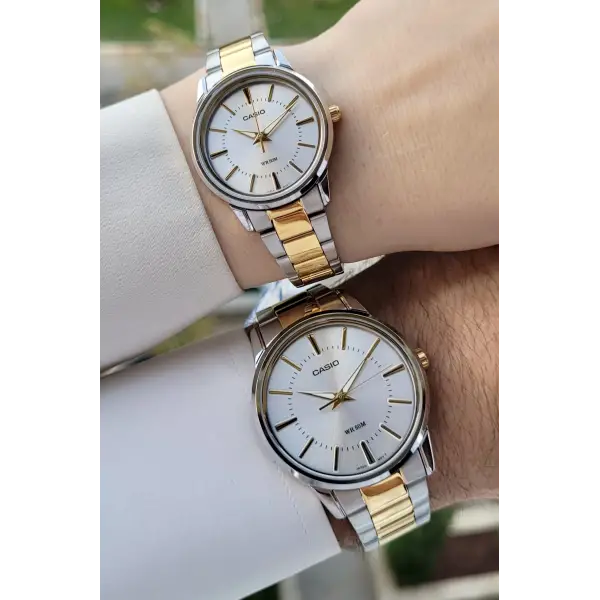 Casio CSISTE163 Gold Gümüş Renk Hediye Paketli Sevgili Çift İki Kol Saati
