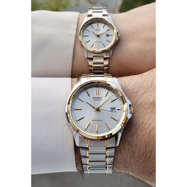 Casio CSISTE56 Gold Gümüş Renk Hediye Paketli Sevgili Çift Kol Saati