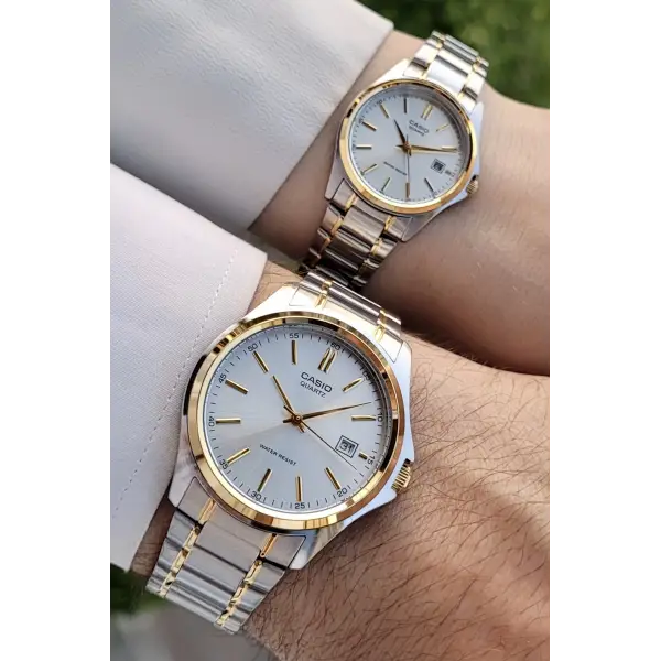 Casio CSISTE56 Gold Gümüş Renk Hediye Paketli Sevgili Çift Kol Saati