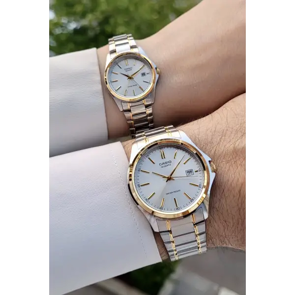 Casio CSISTE56 Gold Gümüş Renk Hediye Paketli Sevgili Çift Kol Saati