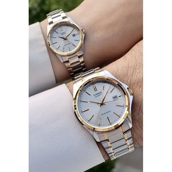 Casio CSISTE56 Gold Gümüş Renk Hediye Paketli Sevgili Çift Kol Saati