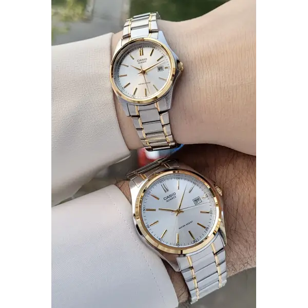 Casio CSISTE56 Gold Gümüş Renk Hediye Paketli Sevgili Çift Kol Saati