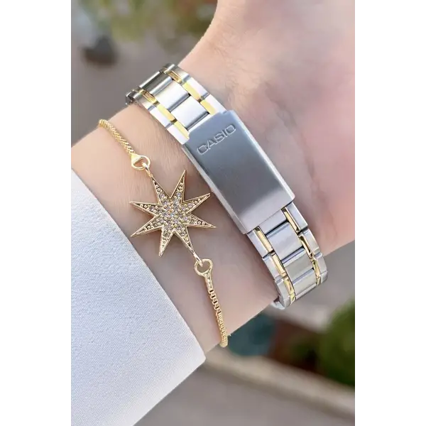 Casio CSISTE146 Gold Gümüş Renk Takvimli Kadın Kol Saati