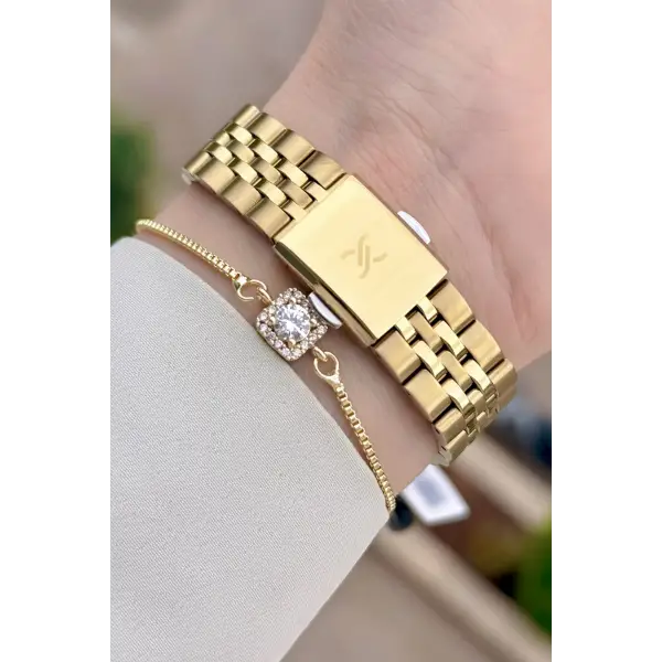 Gold Renk 30 Mm Hediye Paketli Kadın Kol Saati